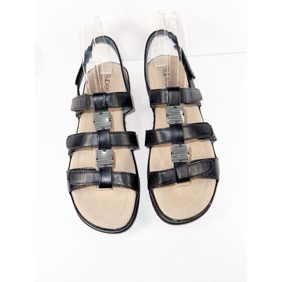 Diane Ferrari Supersoft Sandal Sitara Black Leather Comfort Flat Beaded Strap 8C - Picture 4 of 14